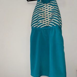 Teal Halter Mini Dress